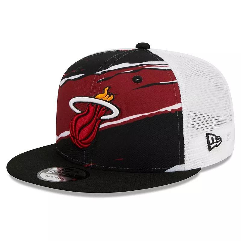 Mens New Era /White Miami Heat Tear Trucker 9FIFTY Adjustable Hat Product Image