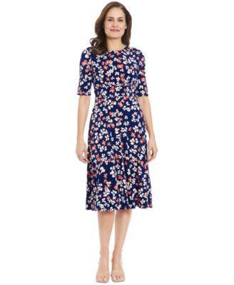 Petite Printed Jersey A-Line Midi Dress Product Image