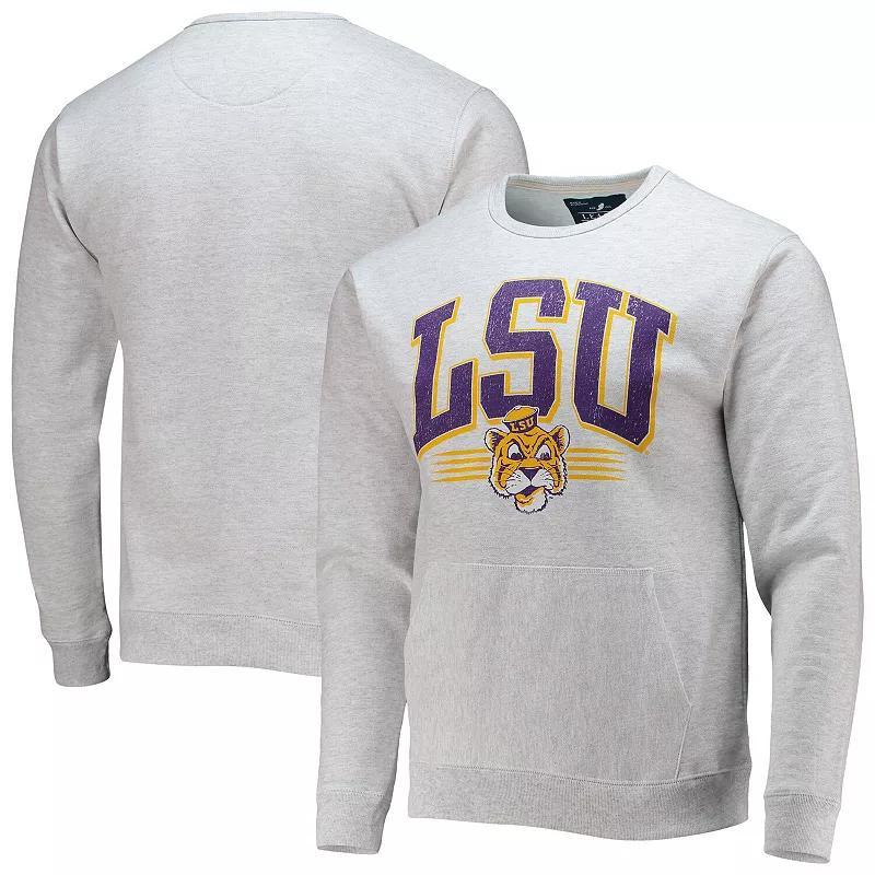 Mens League Collegiate Wear Heathered Gray LSU Tigers Upperclassman Pocket Pullover Sweatshirt Product Image