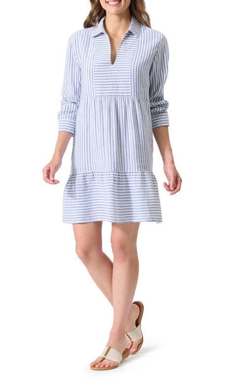 Tommy Bahama St. Lucia Stripe Long Sleeve Linen Blend Cover-Up Minidress Product Image