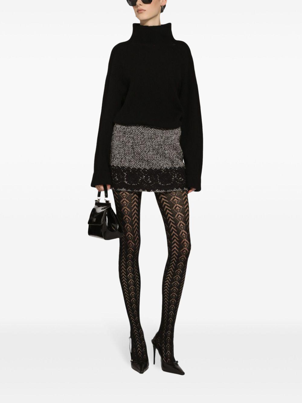 DOLCE & GABBANA Short Skirt With Lace Insert In マルチカラー Product Image