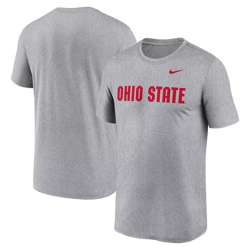 Mens Nike Heather Gray Ohio State Buckeyes Primetime Legend Wordmark T-Shirt Product Image