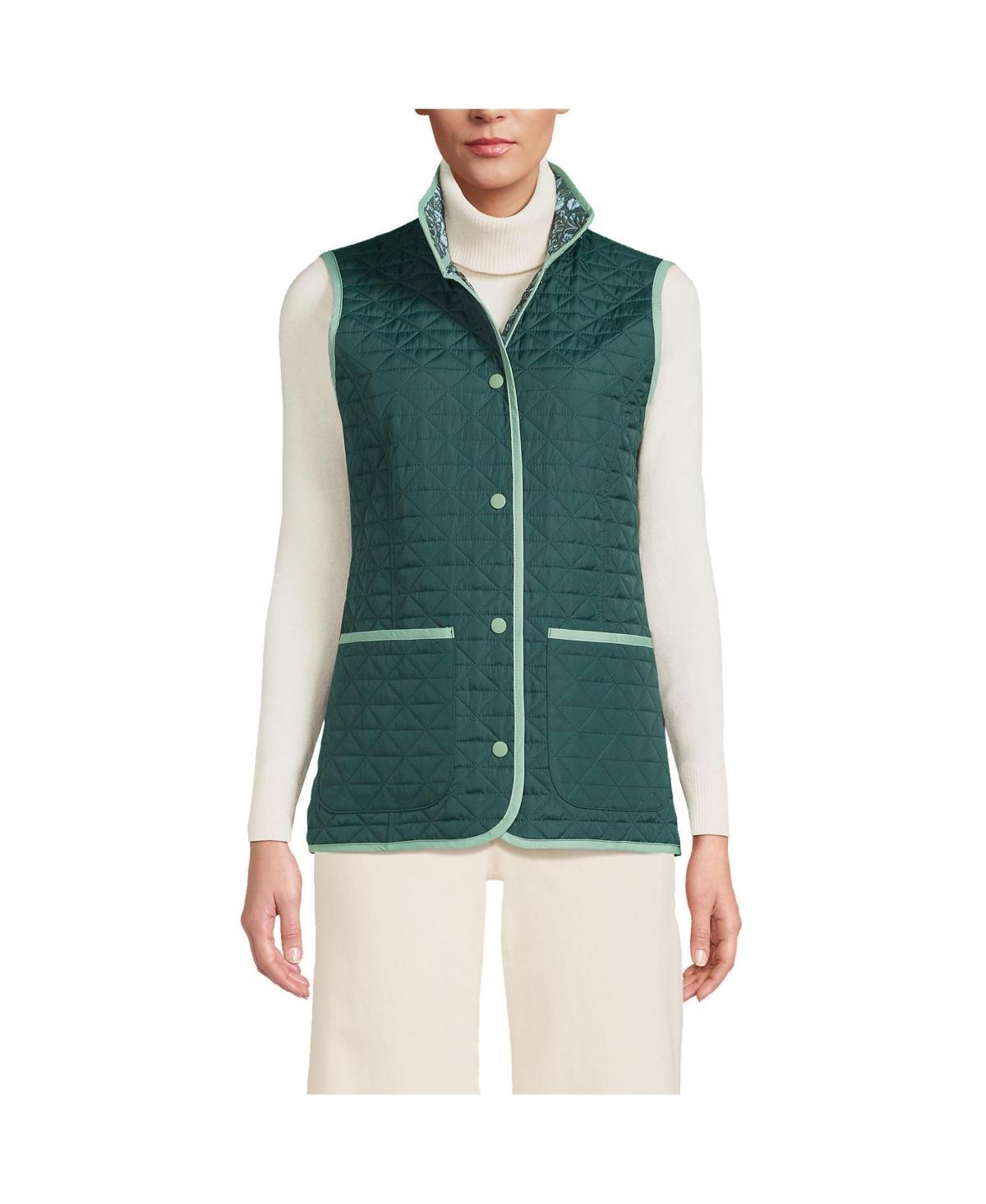 Womens Lands End Insulated Reversible Primaloft Vest Green Product Image