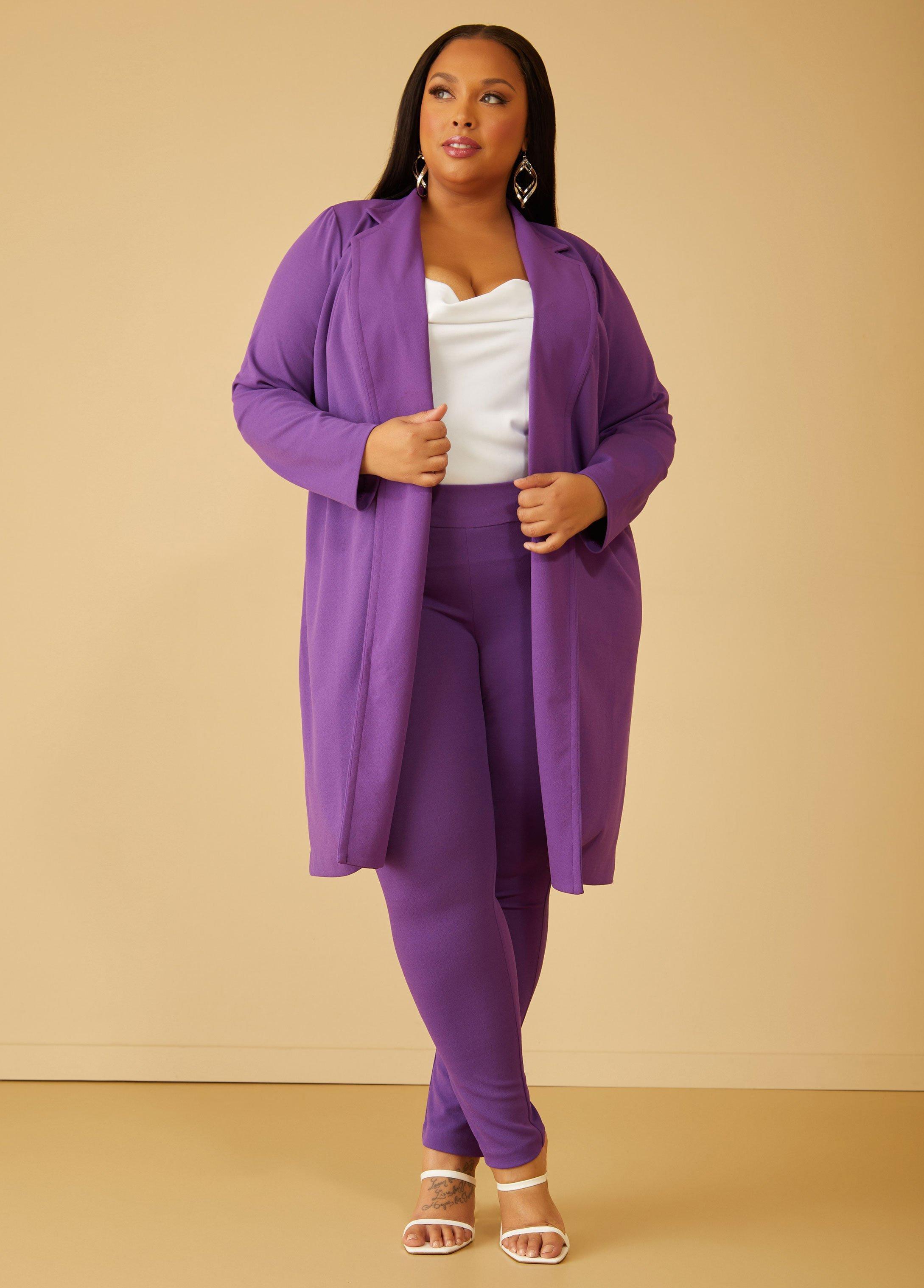 Plus Size Longline Stretch Crepe Jacket Ashley Stewart Product Image