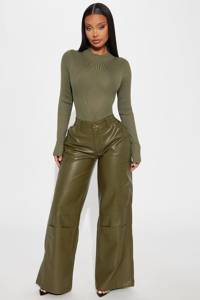 Said So Faux Leather Pant - Olive Product Image