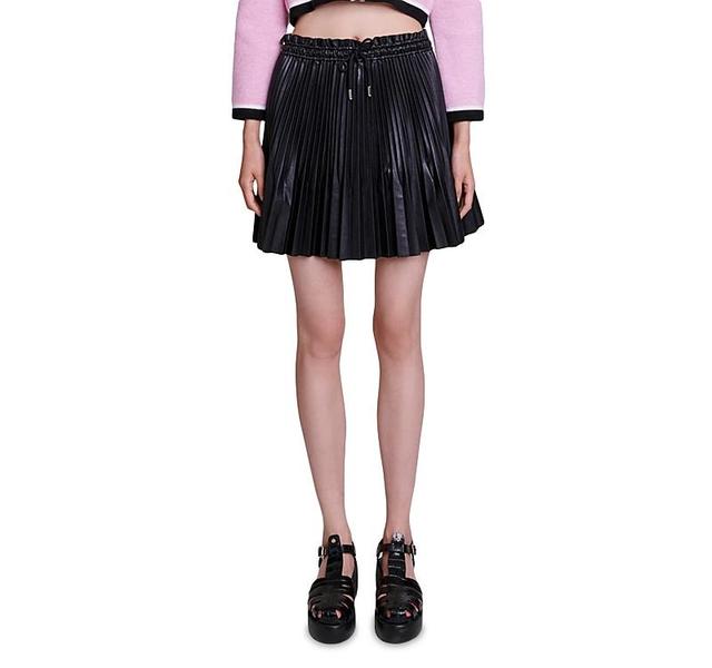 maje Jake Pleated Faux Leather Miniskirt Product Image