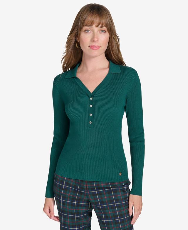 Tommy Hilfiger Womens Ribbed Long-Sleeve Top Product Image