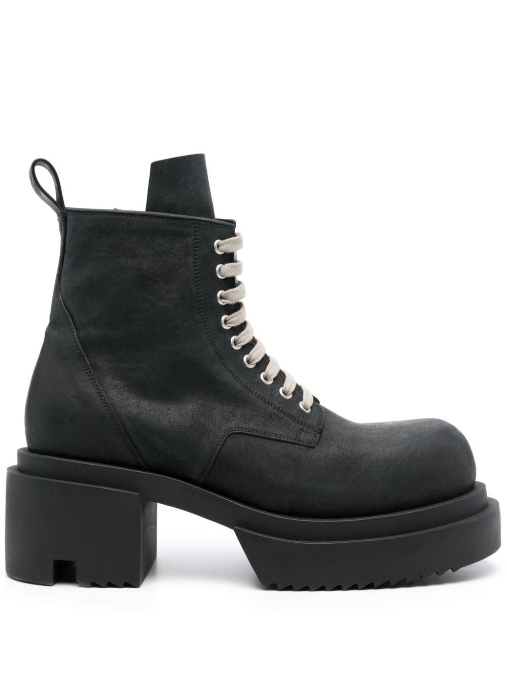 RICK OWENS 80mm Leather Platform Boots In Black Product Image