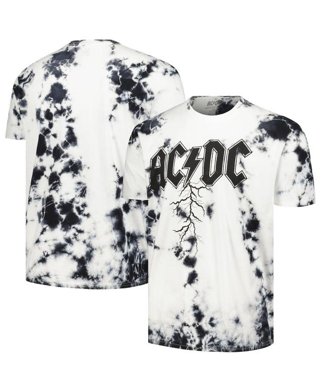 Mens White Distressed Ac/Dc Logo Washed Graphic T-shirt Product Image