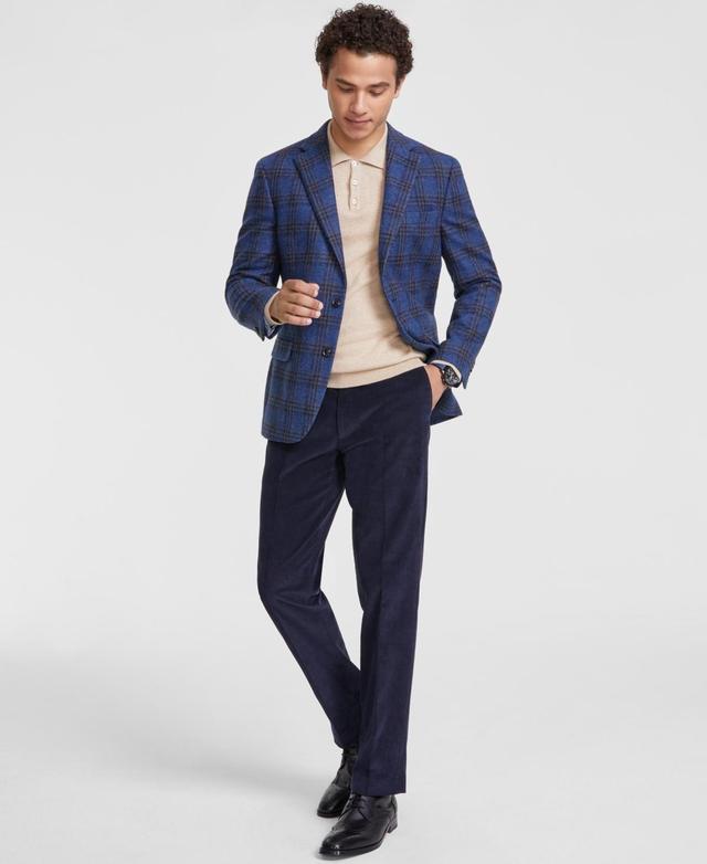 Tommy Hilfiger Mens Modern-Fit Plaid Wool Blend Sport Coat - Blue Product Image