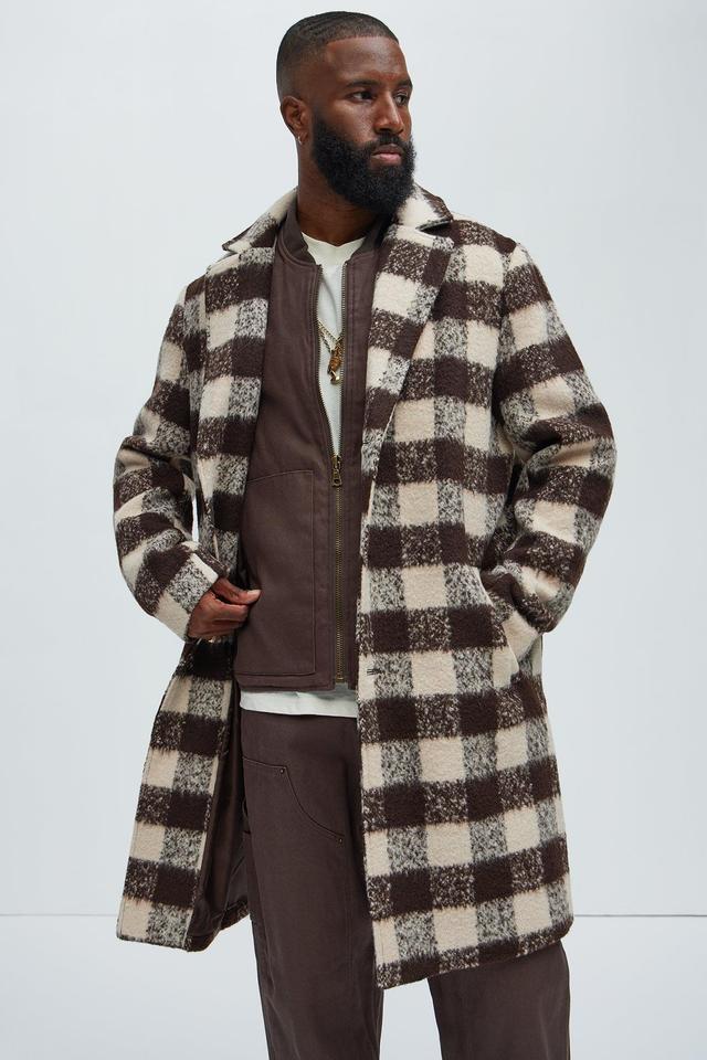 Extraordinary Brushed Mohair Wool Long Coat - Brown/combo Product Image