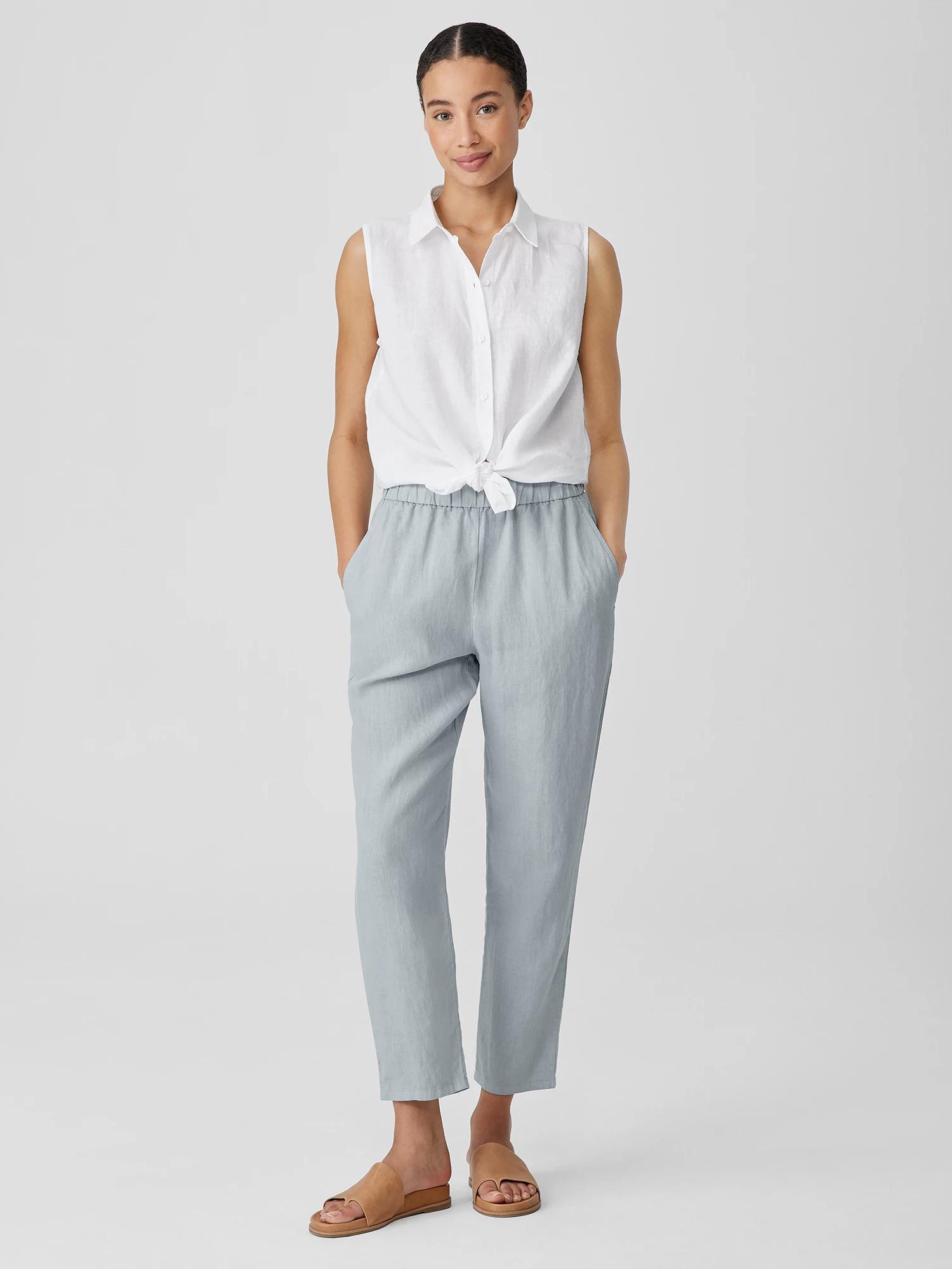 EILEEN FISHER Garment Dyed Organic Linen Tapered Pantfemale Product Image