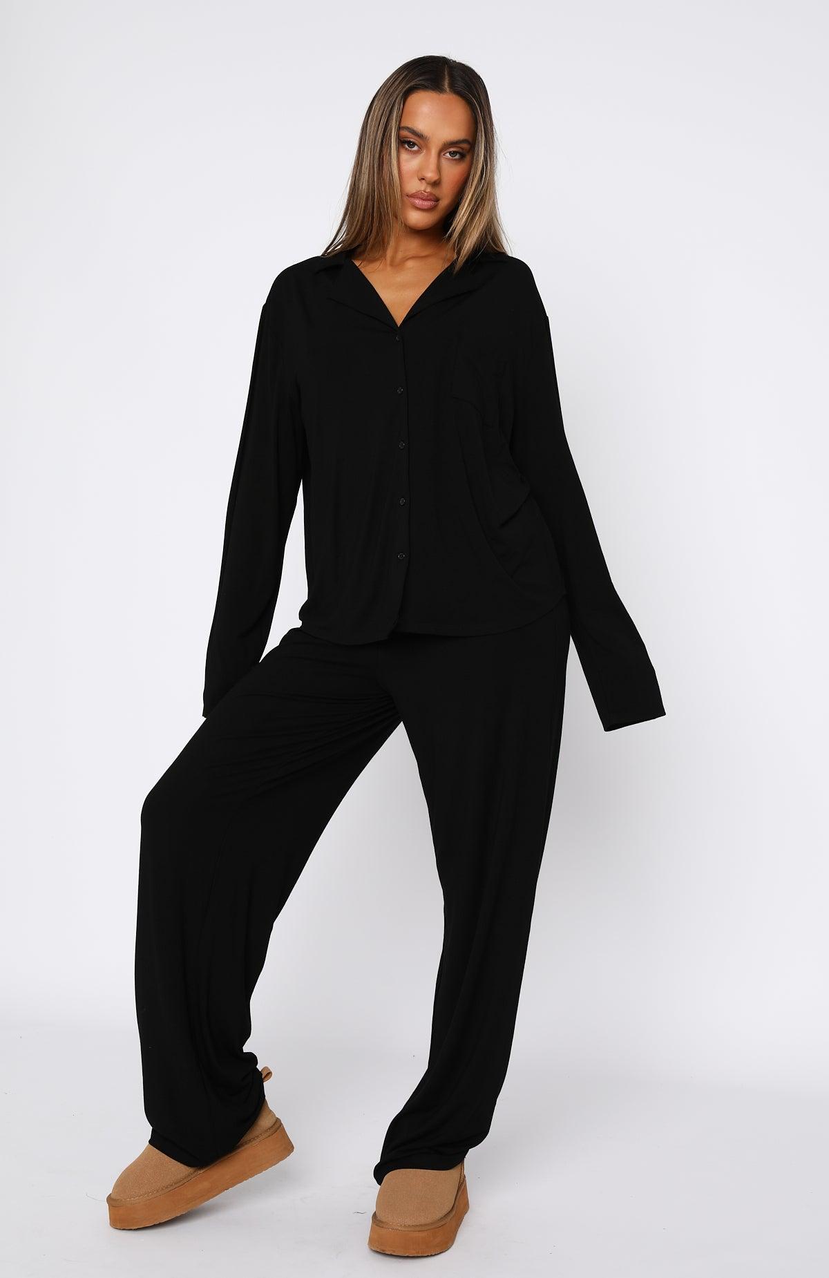 Pillow Talk Long Sleeve Pyjama Set Black Product Image