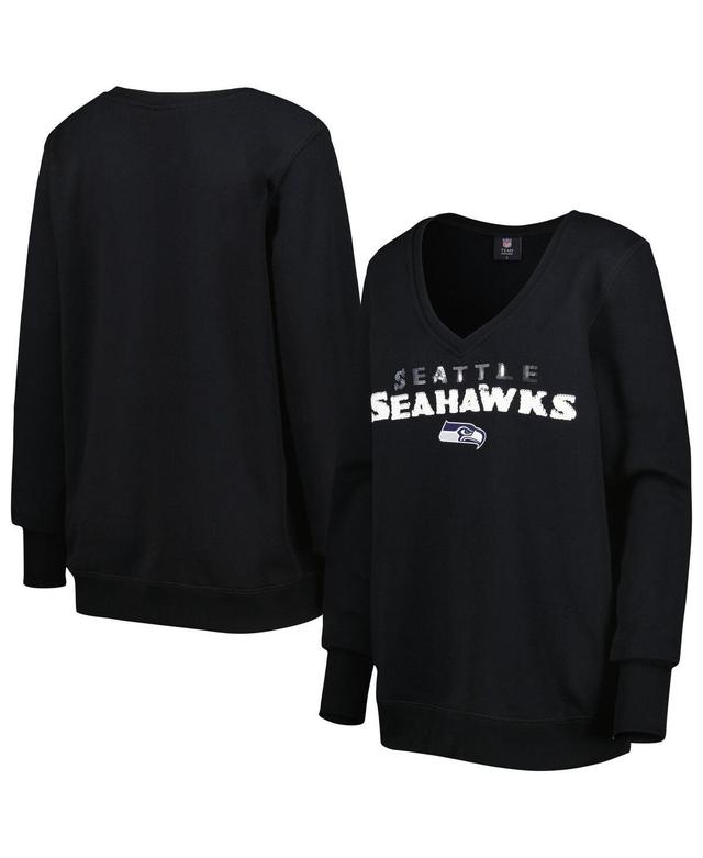 Womens Cuce Seattle Seahawks Sequin Logo V-Neck Pullover Sweatshirt Product Image