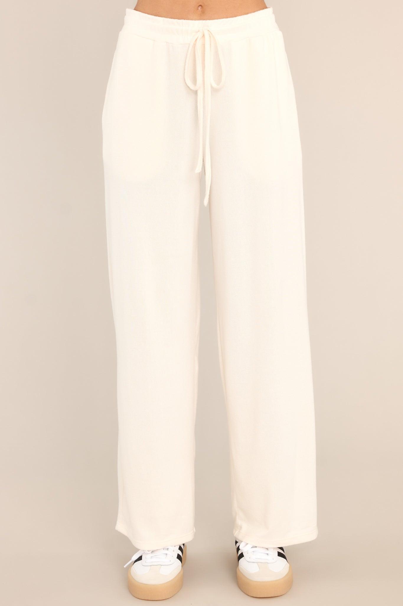 Share It With Me Pearled Ivory Lounge Pants Product Image