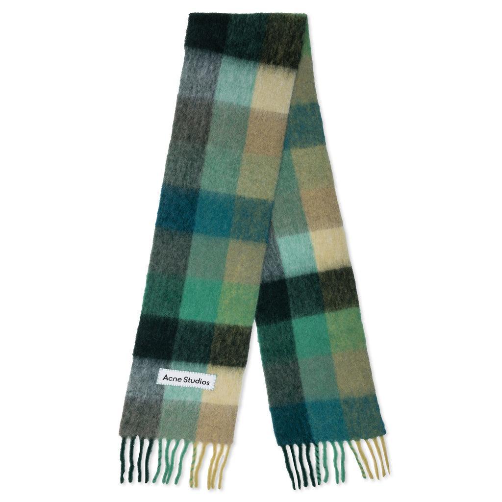 Mohair Checked Scarf - Jade Green/Yellow Male Product Image