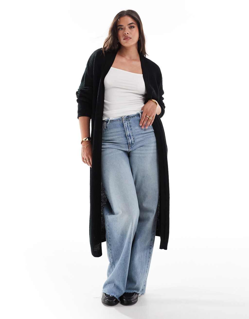 Yours longline cardigan in black Product Image