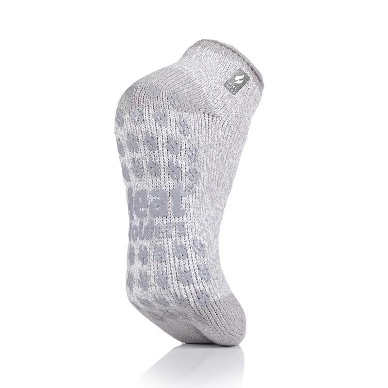 Heat Holders Womens Original 7X Warmer Twist Ankle Slipper Socks with Grippers, Light Gray Ivory Product Image