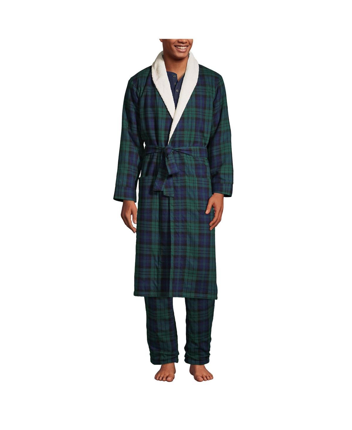 Lands End Mens High Pile Fleece Lined Flannel Robe Product Image