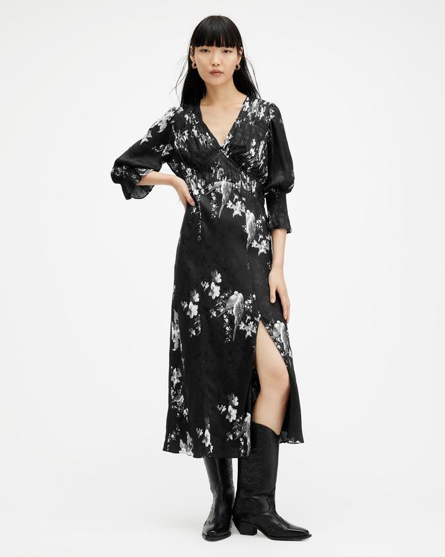 Ani Iona Jacquard V-Neck Midi Dress Product Image