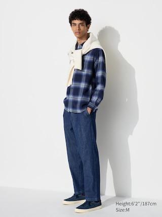 Mens Cotton Relaxed Ankle Pants (Denim) Blue Large UNIQLO US Product Image