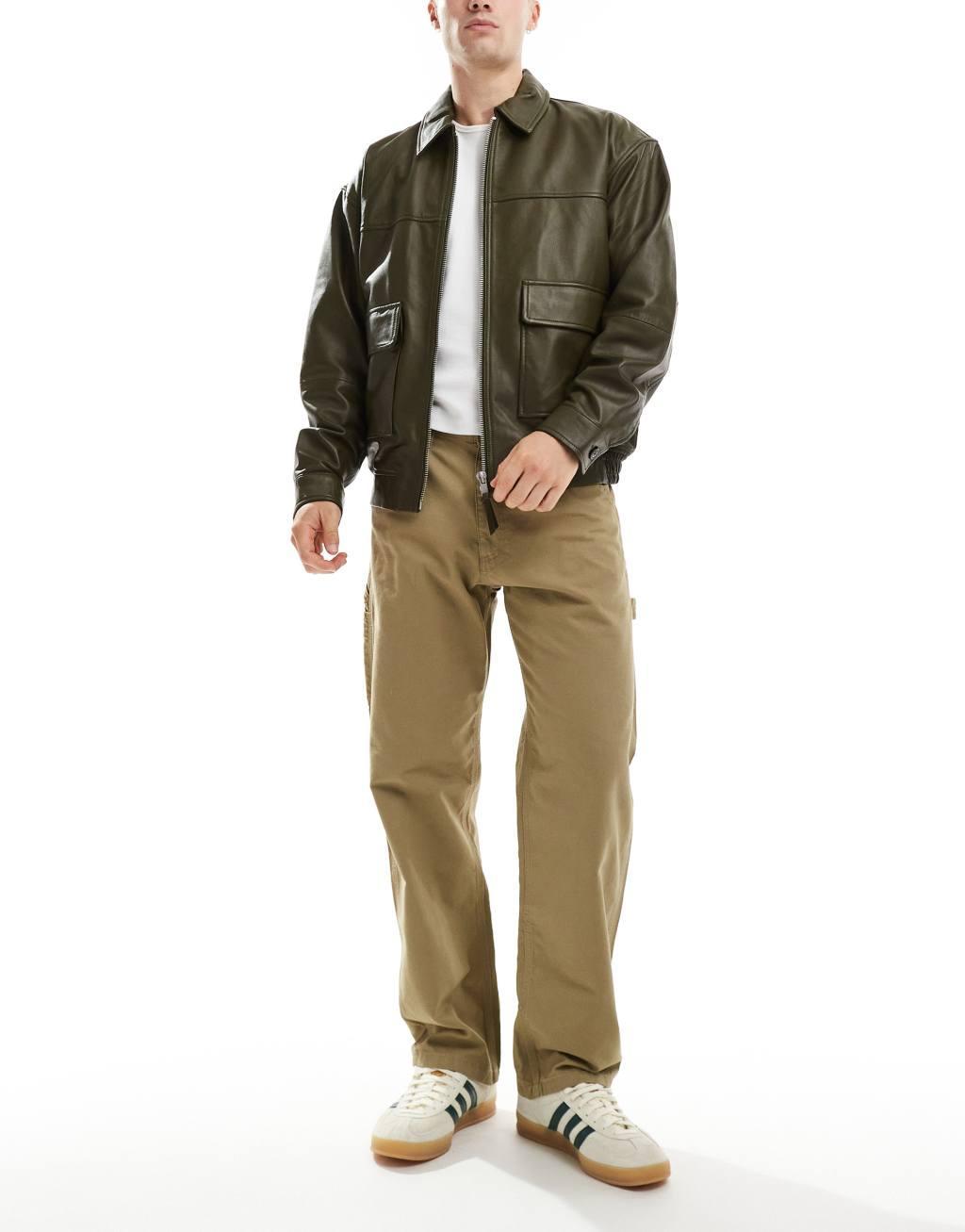 Jack & Jones loose fit carpenter pants in beige product image