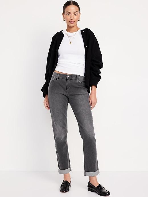 Mid-Rise Wow Boyfriend Straight Jeans Product Image