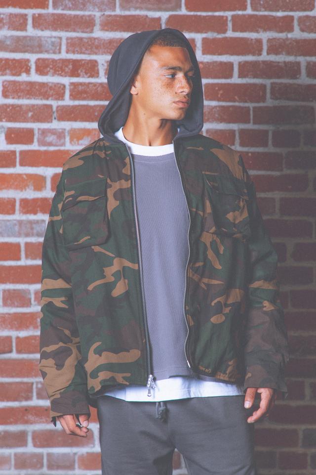 Camo Hooded Zip Up - Woodland Camo Product Image