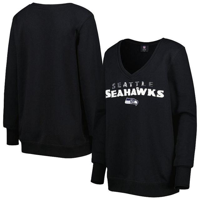 Womens Cuce Seattle Seahawks Sequin Logo V-Neck Pullover Sweatshirt Product Image