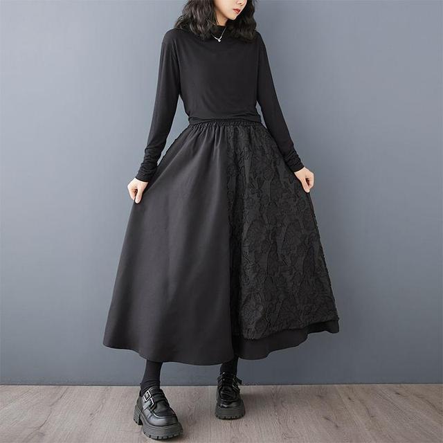 High Rise Floral Asymmetrical Maxi A-Line Skirt Product Image