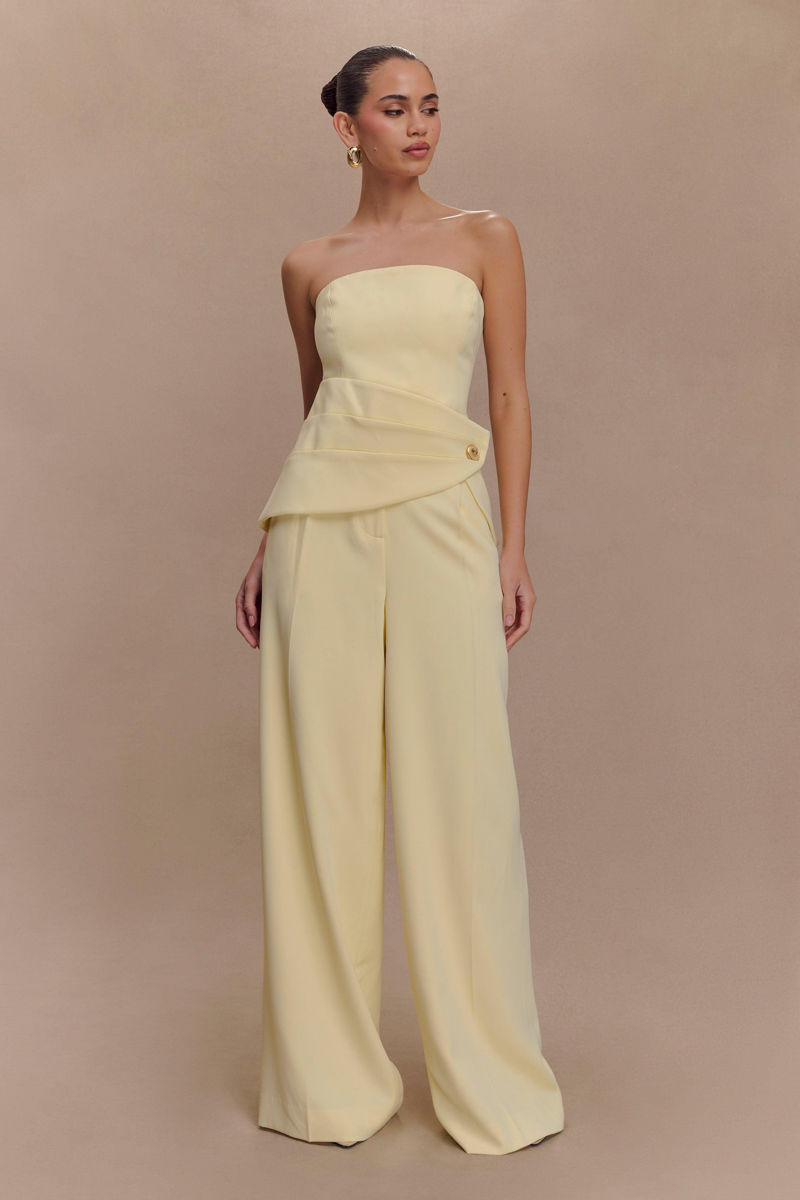 Faith Suiting Wide Leg Pant - Lemon Cream Product Image