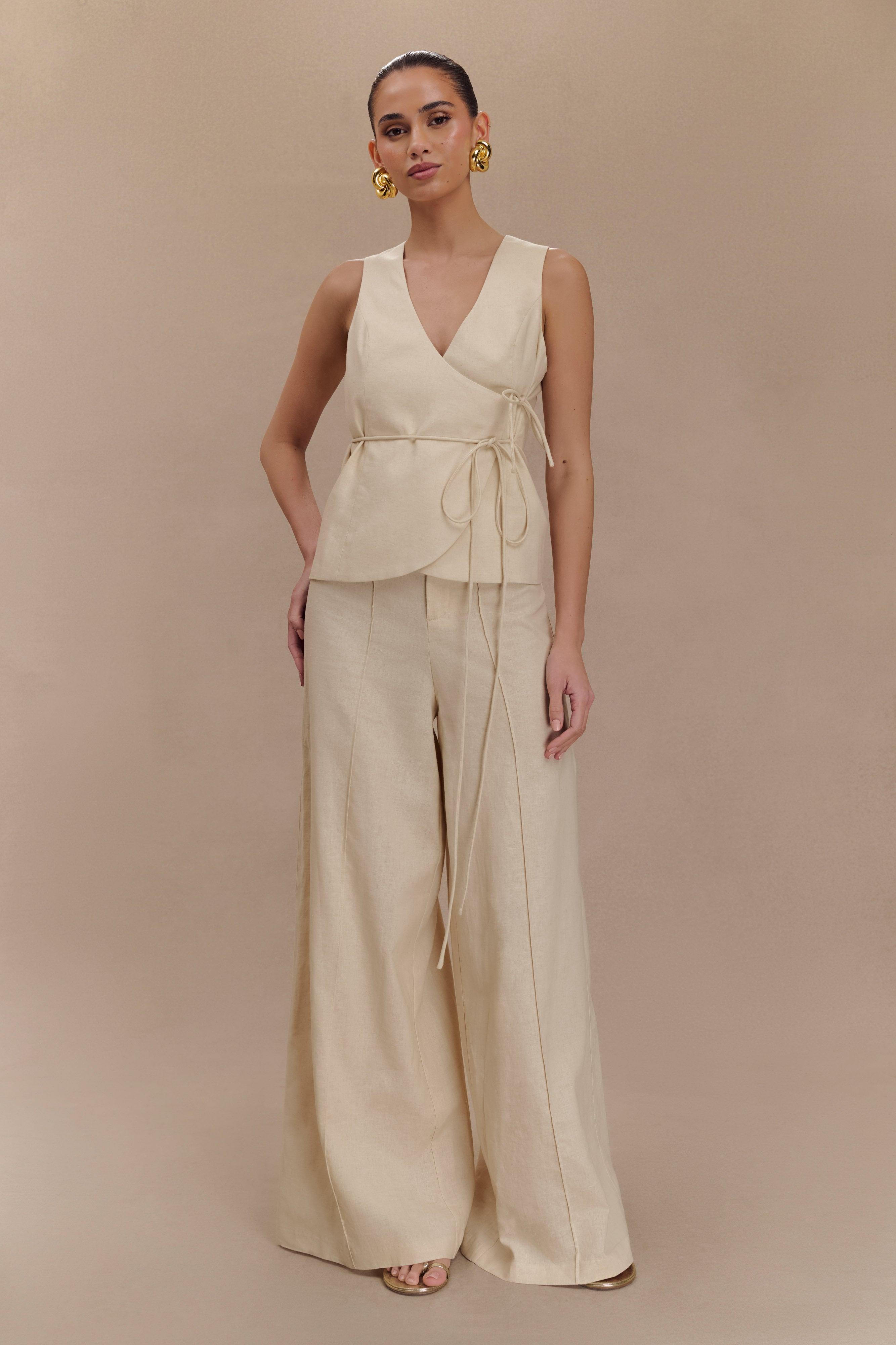 Brandi Linen Straight Leg Pant - Wheat Marle Product Image