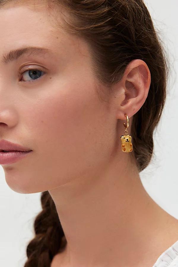 Bear Charm Hoop Earring Womens at Urban Outfitters Product Image