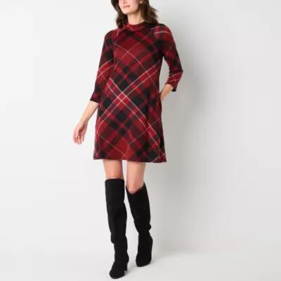 Jessica Howard Womens 3/4 Sleeve Plaid Shift Dress Product Image