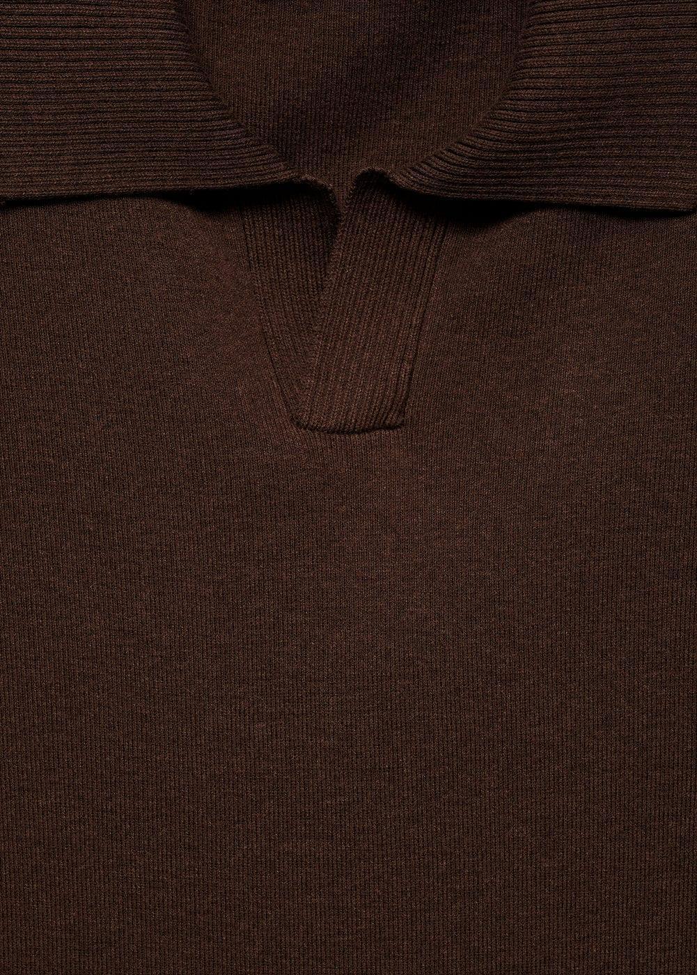 MANGO MAN - Textured cotton polo shirt coffeeMen Product Image