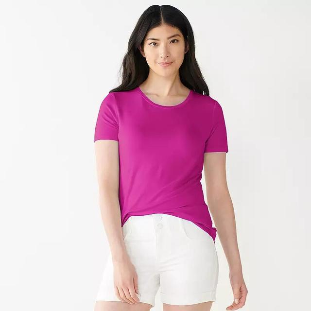 Womens Nine West Essential Crewneck Tee Gerbera Pink Product Image