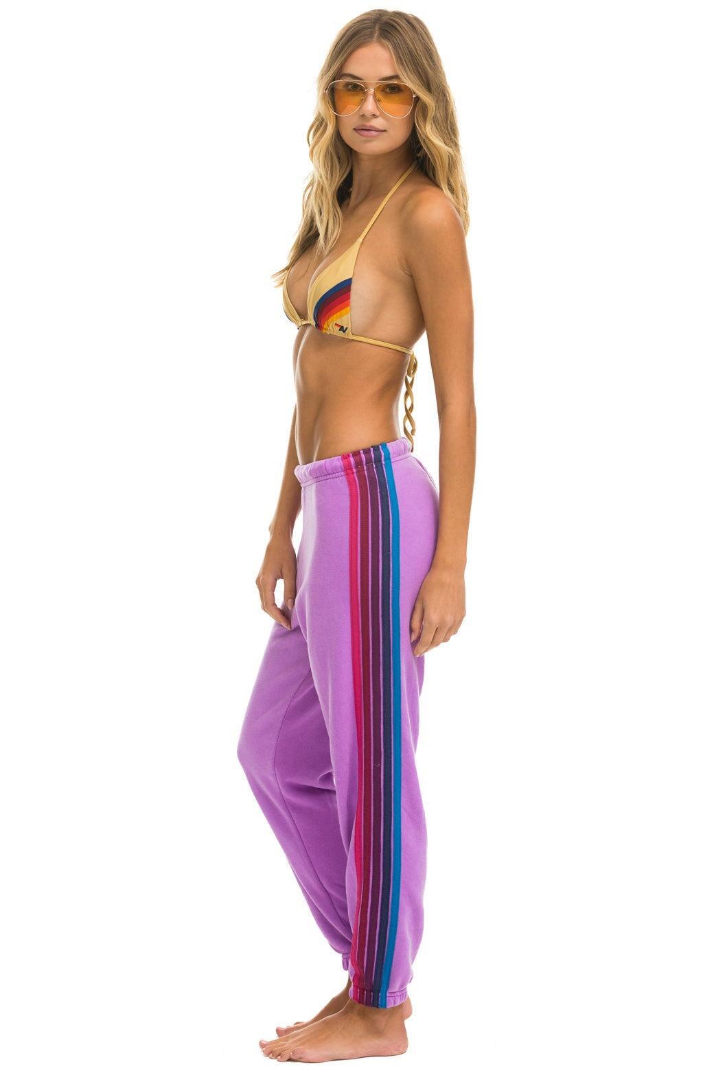 5 STRIPE SWEATPANTS - NEON PURPLE // PINK PURPLE Female Product Image