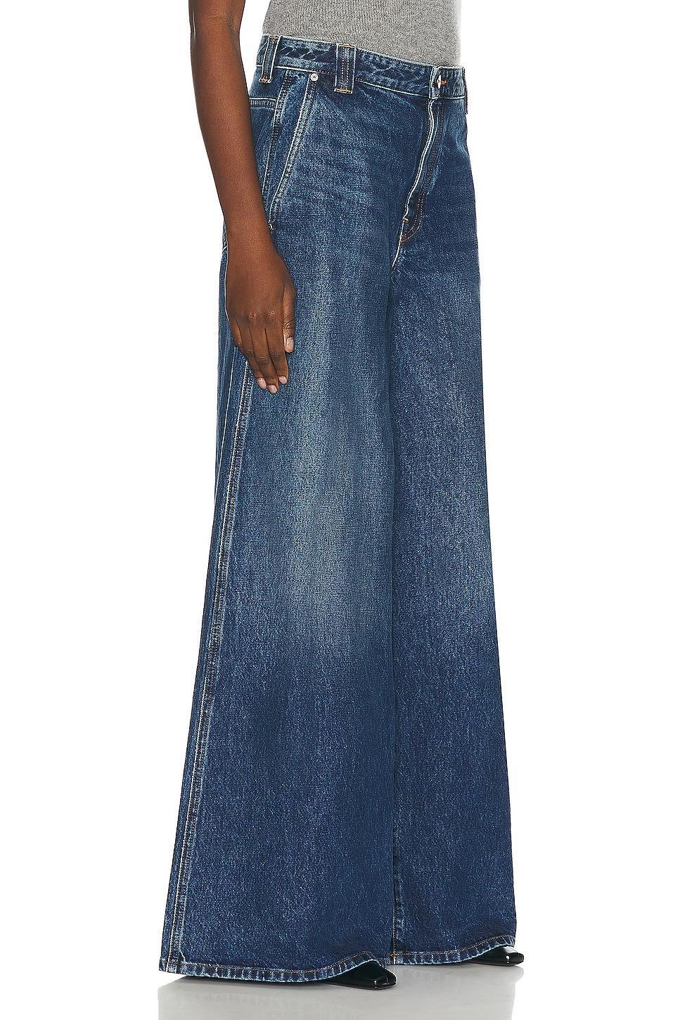 KHAITE Jacob Wide Leg in Archer - Blue. Size 32 (also in ). Product Image