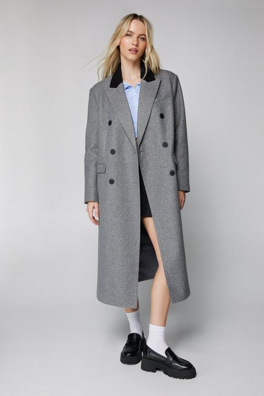 Contrast Collar Wool Look Tailored Coat Product Image