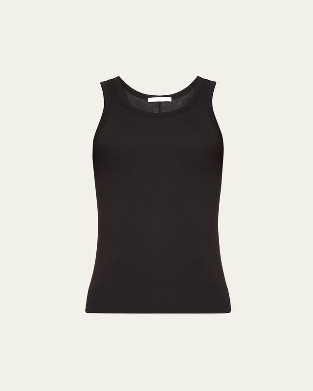 Mens Black Soft Cotton Rib Tank Top Product Image