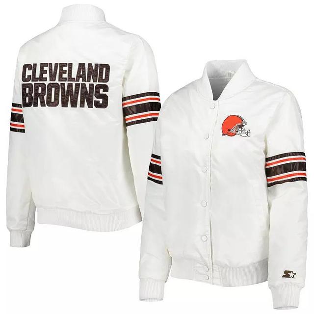 Womens Starter Cleveland Browns Line Up Satin Full-Snap Varsity Jacket Product Image