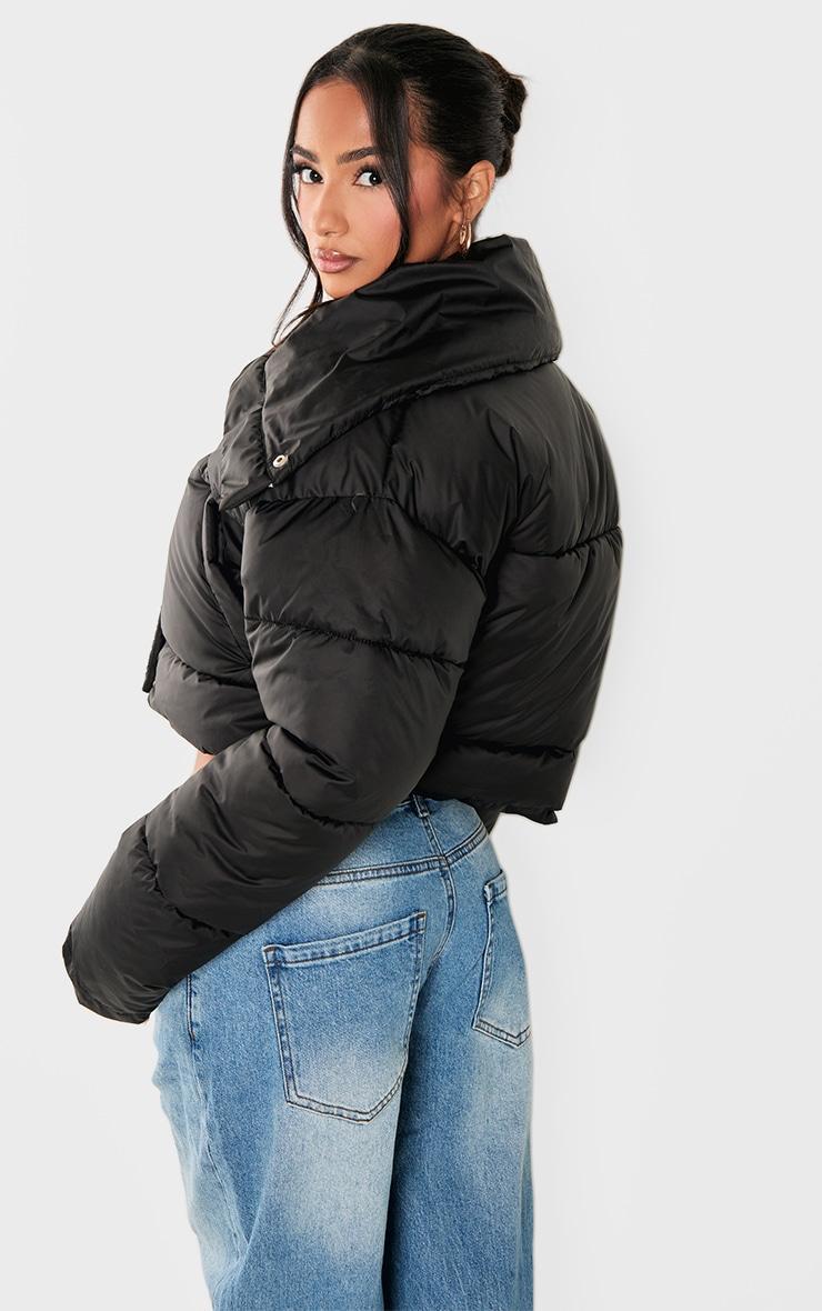 Petite Black Cropped Puffer Coat Product Image