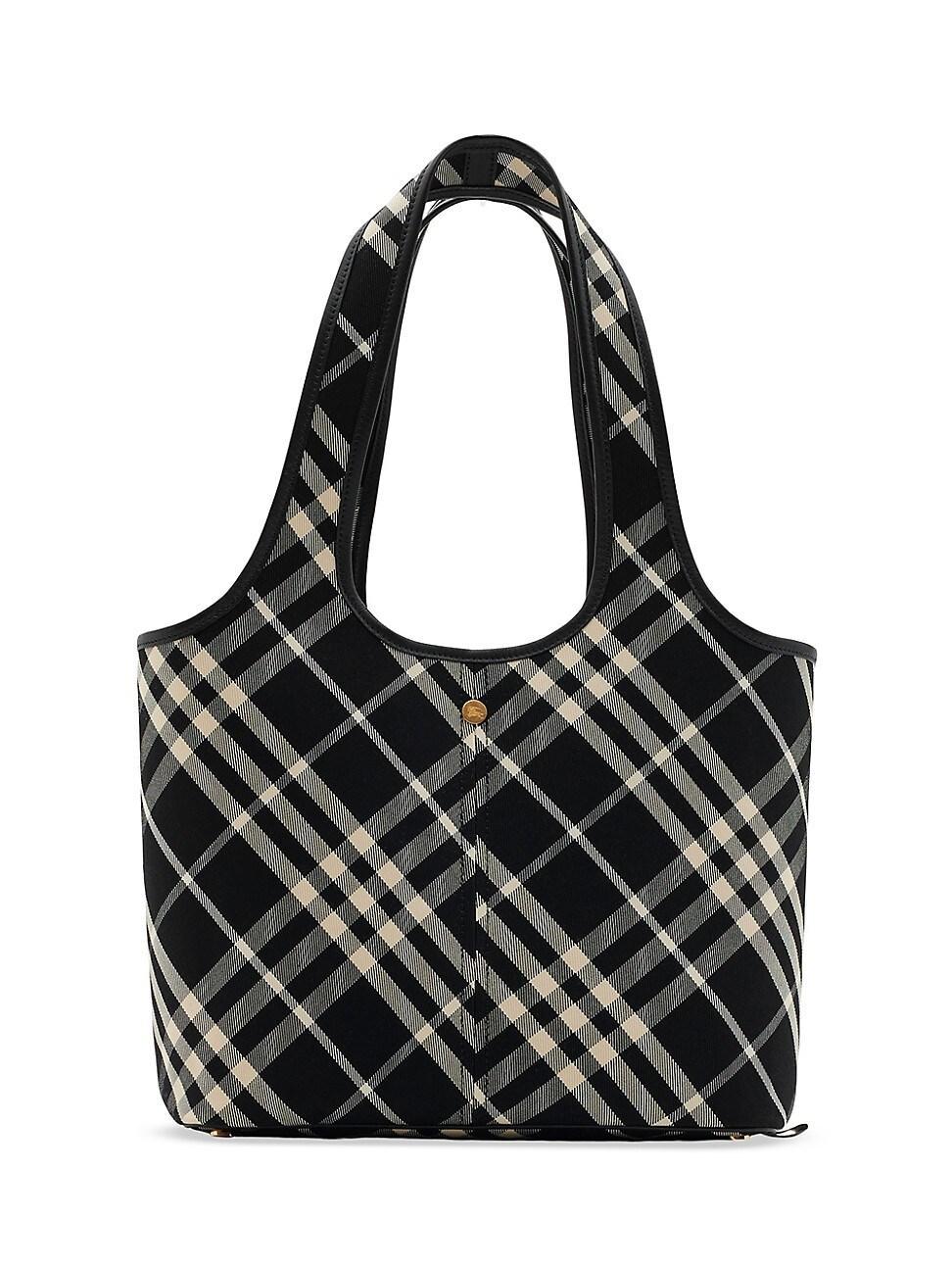 Womens Small Check Cotton Twill Tote Bag Product Image