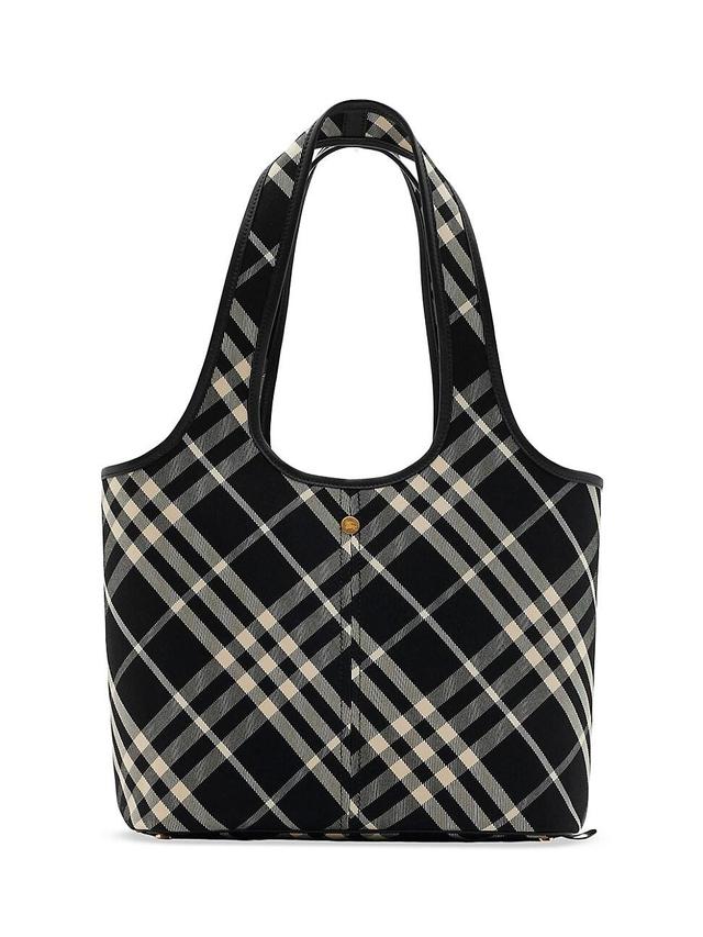 Womens Small Check Cotton Twill Tote Bag Product Image