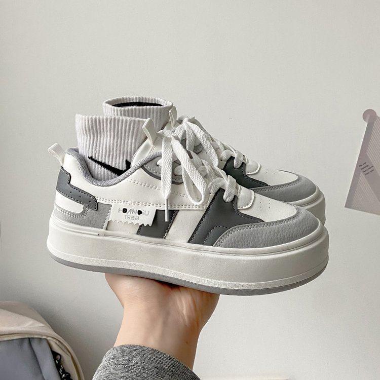 Contrast Trim Platform Sneakers Product Image