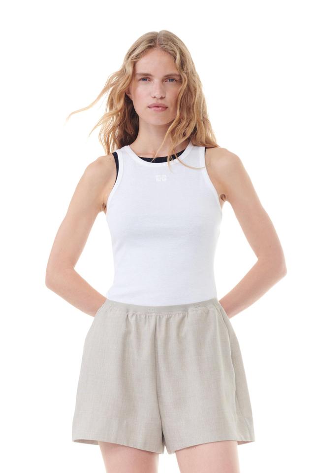 White Soft Cotton Rib Tank Top Product Image