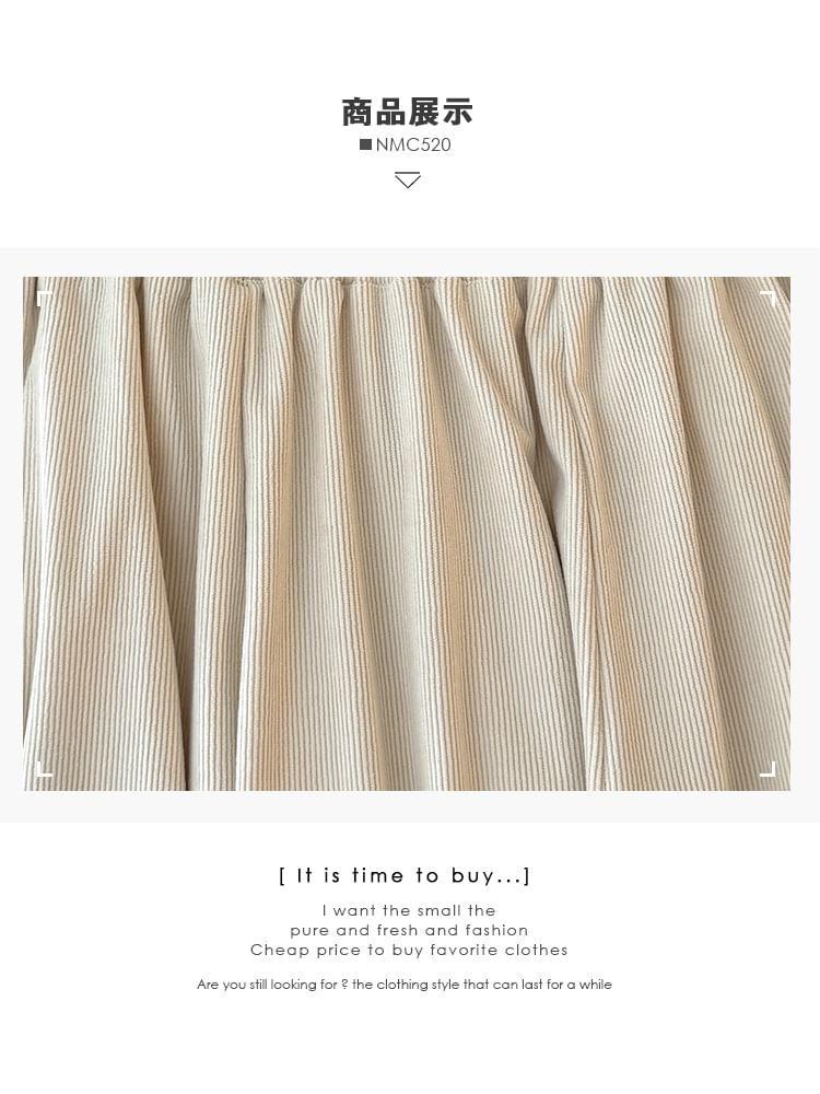 Corduroy Ruffle-Trim A-Line Midi Skirt Product Image