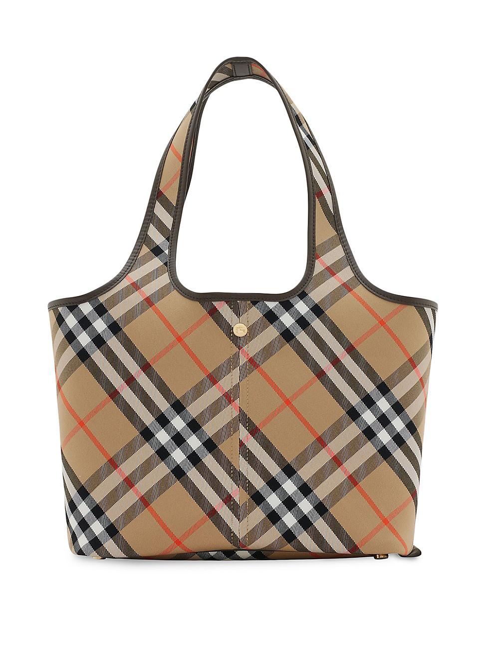 Womens Small Check Cotton Twill Tote Bag Product Image