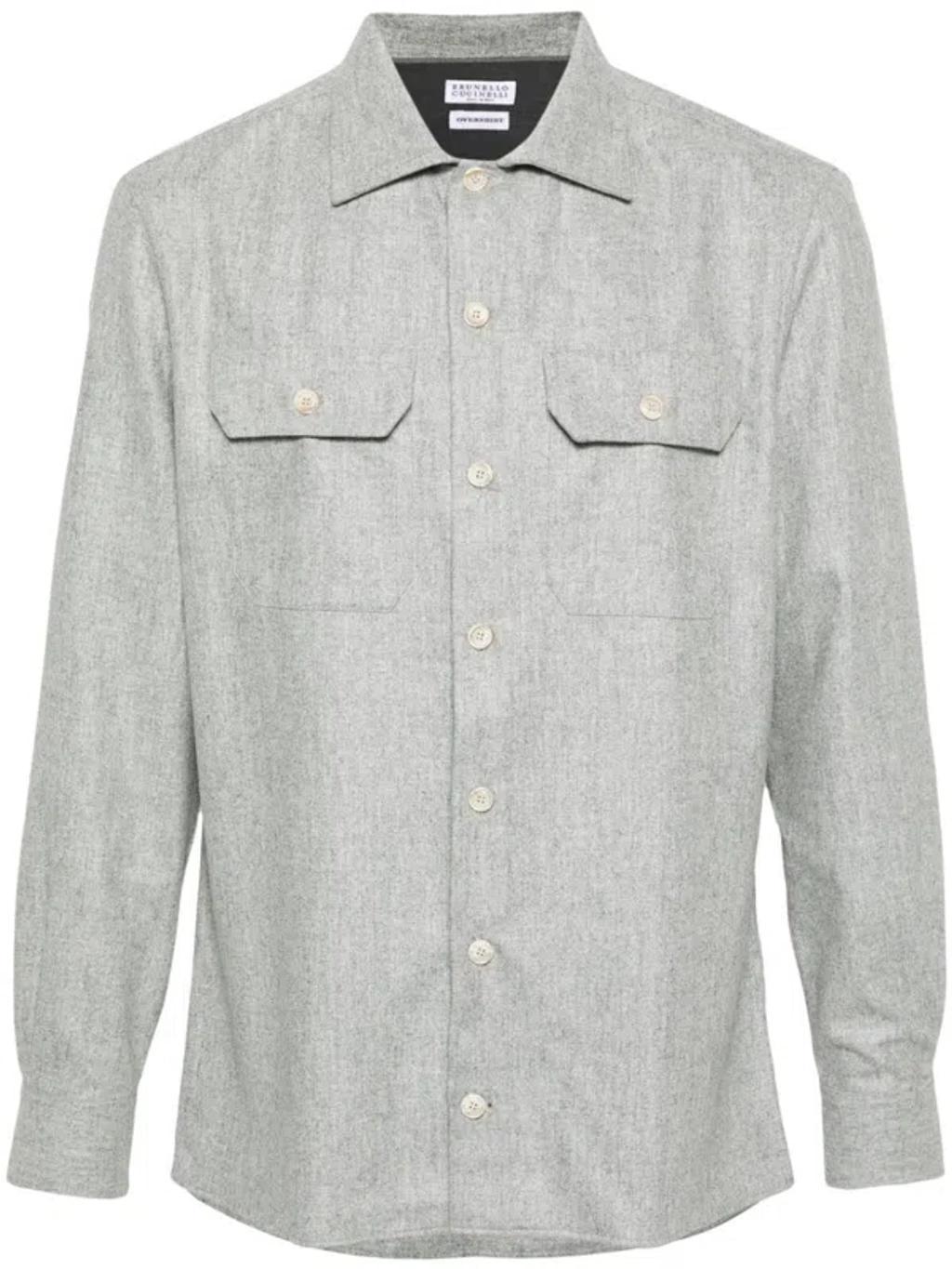 Wool Flannel Overshirt In Perla Product Image