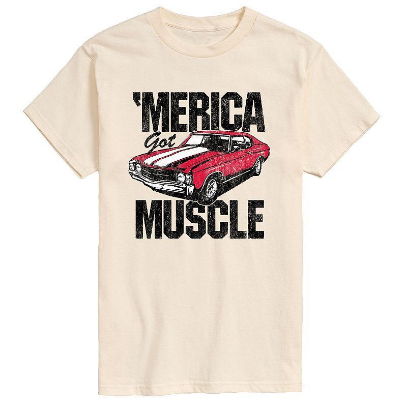 Mens Merica Got Muscle Car Graphic Tee Beige Product Image